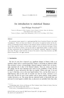 An introduction to statistical finance