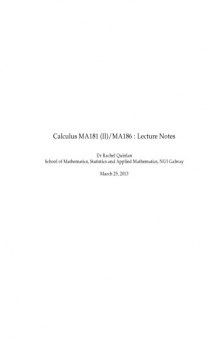 Calculus MA181 (II)/MA186 : Lecture Notes