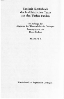 Untersuchungen zur buddhistischen Literatur (Sanskrit-Worterbuch   Beihefte)
