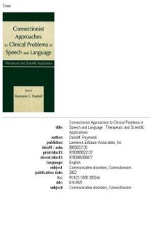 Connectionist approaches to clinical problems in speech and language: therapeutic and scientific applications
