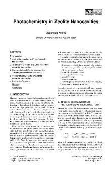Photochemistry in Zeolite Nanocavities