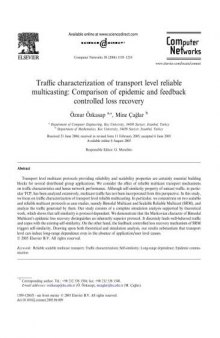 Traffic characterization of transport level reliable multicasting: Comparison of epidemic and feedback