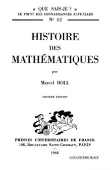 Histoire des mathematiques, Onzieme Edition