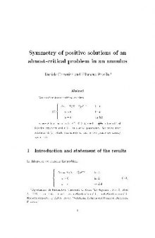 Symmetry of positive solutions of an almost-critical problem in an annulus