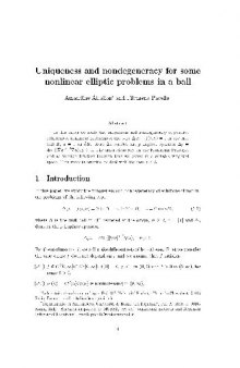 Uniqueness and nondegeneracy for some nonlinear elliptic problems in a ball