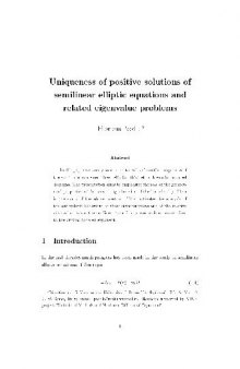 Uniqueness of positive solutions of semilinear elliptic equations and related eigenvalue problems