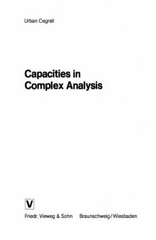 Capacities in Complex Analysis (Aspects of Mathematics)  