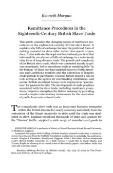 College Remittance Procedures in the Eighteenth-Century British Slave Trade