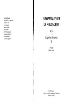 European Review of Philosophy: Cognitive Dynamics