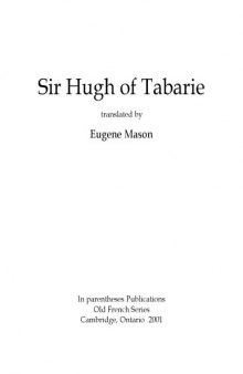 Sir Hugh of Tabarie, translated by Eugene Mason