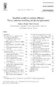 Simplified models for turbulent diffusion: theory, numerical modelling, and physical phenomena