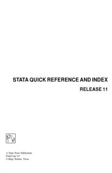 Stata Quick Reference and Index-Release 11