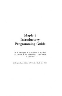 Introductory Programming Guide: Maple 9