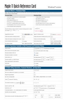 Maple 11 Quick Reference Card