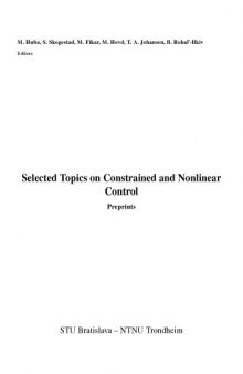Selected Topics on Constrained and Nonlinear Control: Preprints