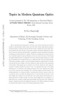 Topics in modern quantum optics