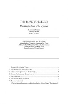 The Road to Eleusis. Unveiling the Secret of the Mysteries
