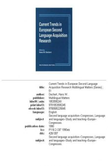 Current trends in European second language acquisition research
