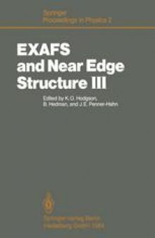 EXAFS and Near Edge Structure III: Proceedings of an International Conference, Stanford, CA, July 16–20, 1984