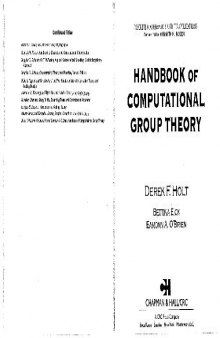 Handbook of Computational Gr Theory
