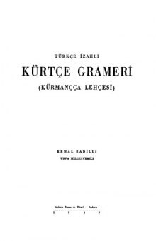 Kürtçe Grameri (Kurmançça Lehçesi)