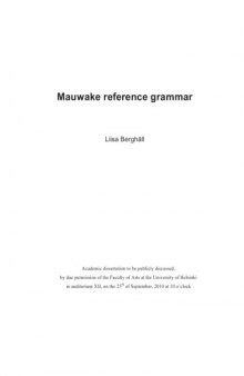 Mauwake reference grammar