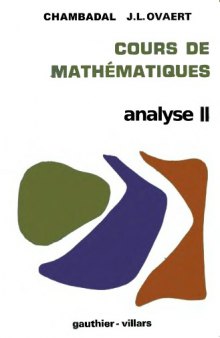 Cours de mathematiques. Analyse II