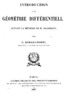 Introduction a la geometrie differentielle suivant la methode de H. Grassmann