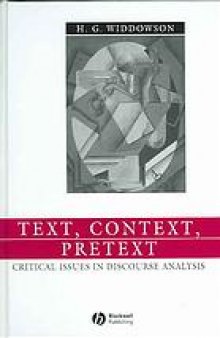 Text, context, and pretext : critical issues in discourse analysis