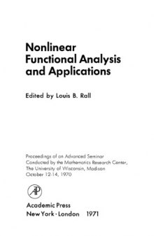 Nonlinear functional analysis and applications. Proc. advanced seminar  Univ. of Wisconsin 1970