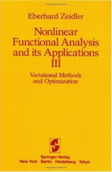 Nonlinear Functional Analysis and Its Applications III: Variational Methods and Optimization