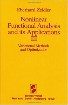 Nonlinear Functional Analysis and Its Applications: Part 3: Variational Methods and Optimization: 003