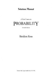 Solutions Manual to A First Course in Probability (7th Edition)