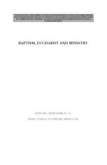 Baptism, Eucharist and Ministry