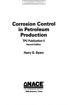 Corrosion Control in Petroleum Production: Tpc Publication 5