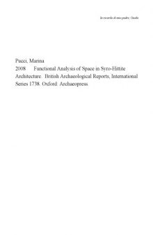 Functional Analysis of Space in Syro-Hittite Architecture