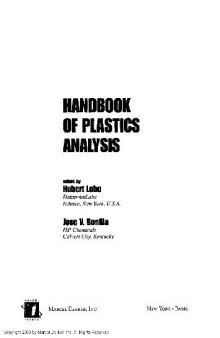 Handbook Of Plastics Analysis