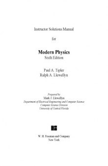 Instructor's Solutions Manual to Modern Physics