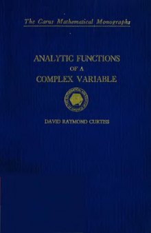 Analytic functions of a complex variable