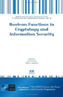 Boolean Functions in Cryptology and Information Security (Nato Science for Peace and Security)