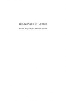Boundaries of Order: Private Property as a Social System