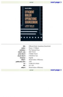 Efficient Boiler Operations Sourcebook, 4th Edition