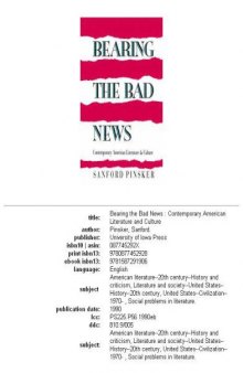 Bearing the bad news: contemporary American literature and culture