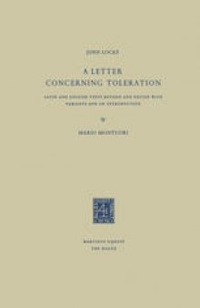 A Letter Concerning Toleration: Latin and English Texts Revised and Edited with Variants and an Introduction