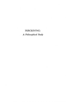 Perceiving: a Philosophical Study