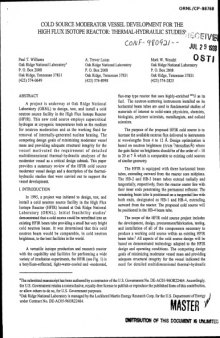 High-Flux Isotope Reactor - Thermal-Hydraulic Studies