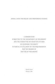 Modal logic for belief and preference change [PhD Thesis]