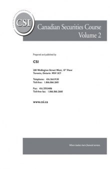 Canadian Securities Course - Volume II (2010)  