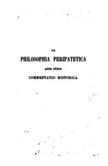 De philosophia peripatetica apud Syros commentatio historica