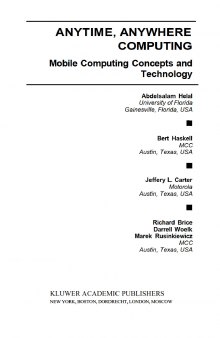 Anytime Anywhere Computing Mobile Computing Concepts and Technology 